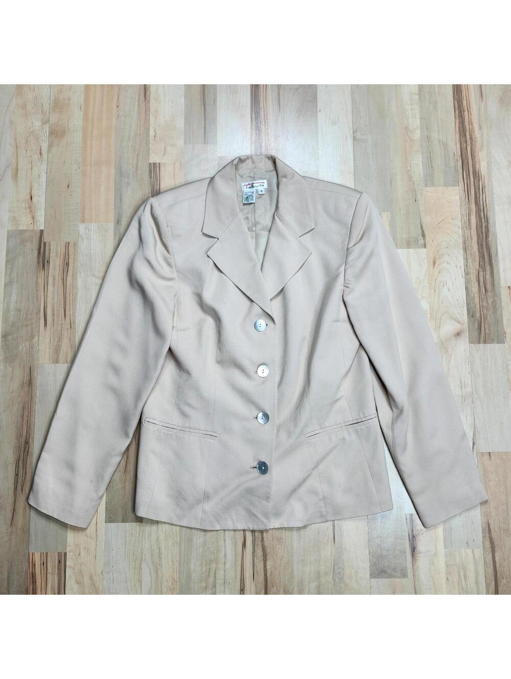 Talbots Silk Blazer Neutral Button Front Career Jacket Size 8